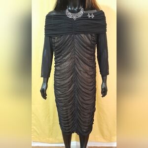 Elegant Black Ruched Dress